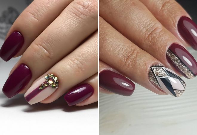 burgundy nails design