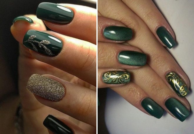 emerald manicure with gold