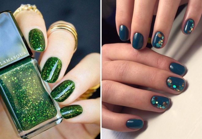emerald glitter manicure