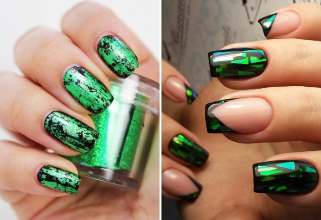 emerald foil manicure