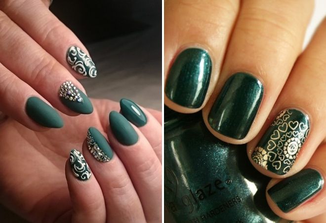 emerald manicure with design