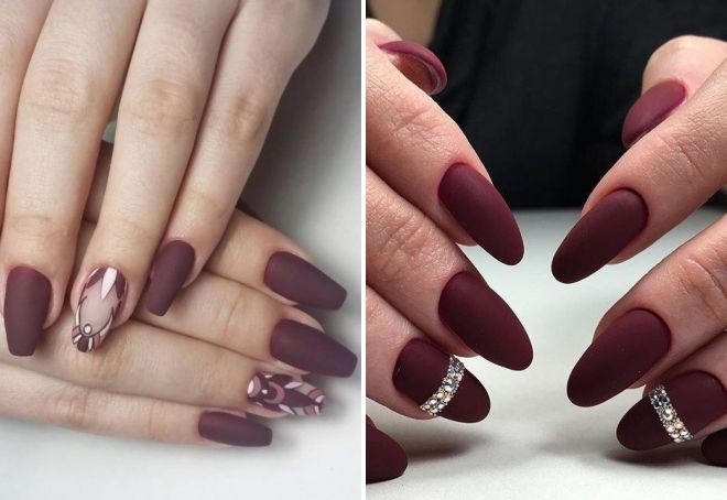beautiful matte burgundy manicure
