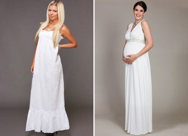 белое длинное платье для беременных