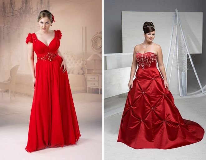 красное свадебное платье для полных