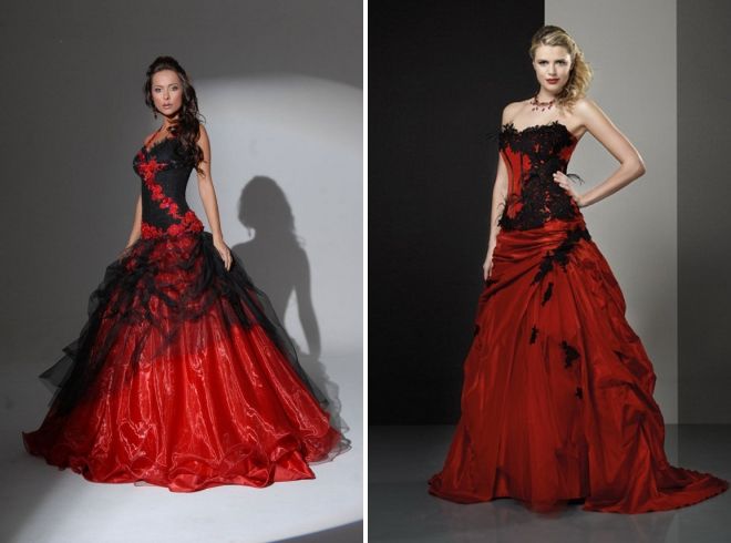 черно красное свадебное платье