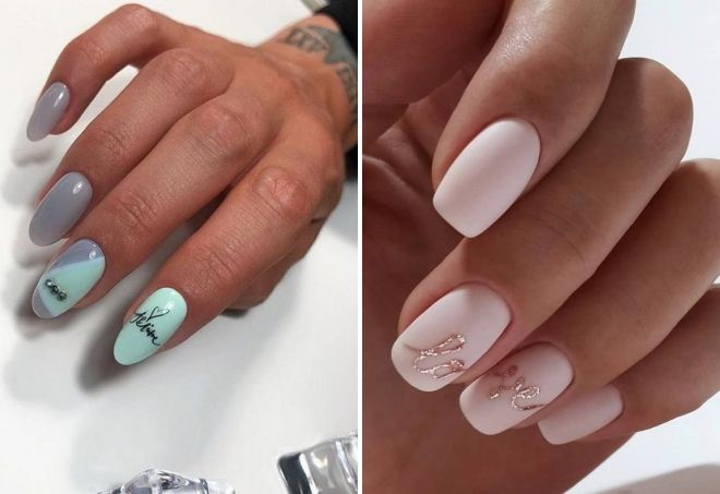 manicure with inscriptions on nails trends