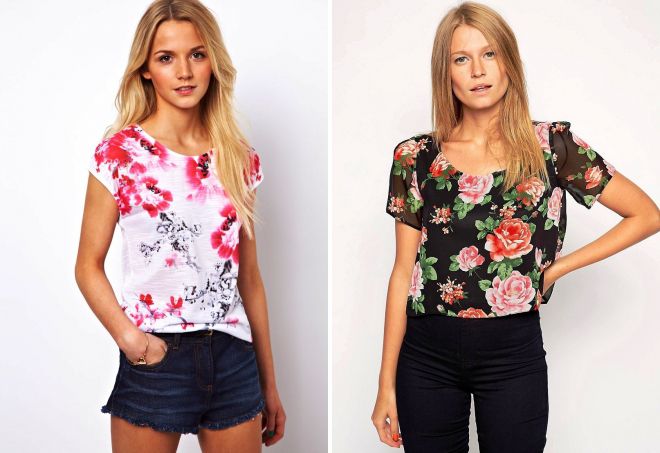 женские футболки с цветочным принтом