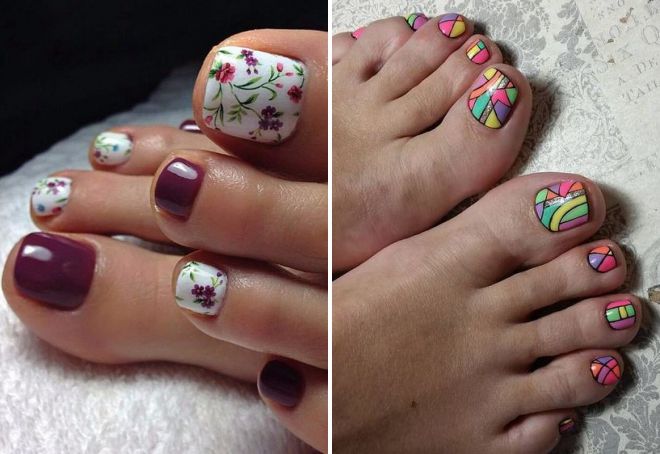 summer pedicure 2018 with a pattern