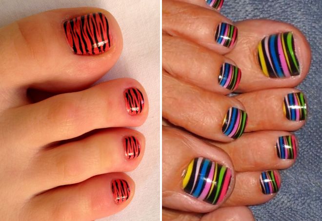 pedicure with stripes summer 2018