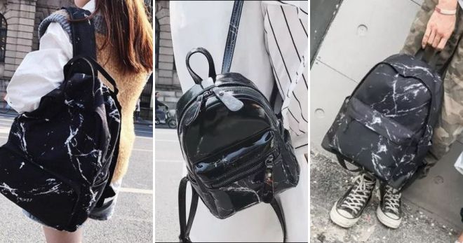 Черный мраморный рюкзак дизайн