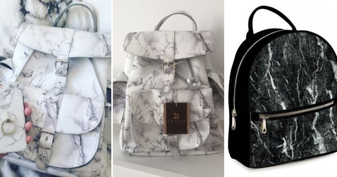 Модный мраморный рюкзак дизайн