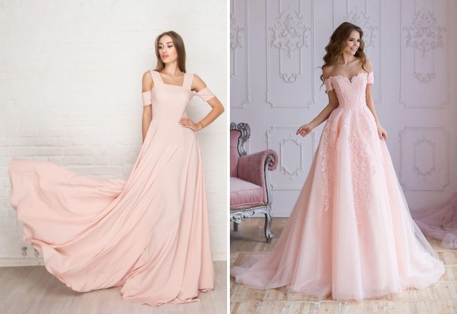 нежно розовое вечернее платье в пол