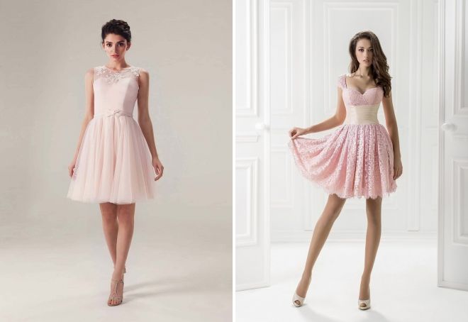 короткие нежно розовые платья