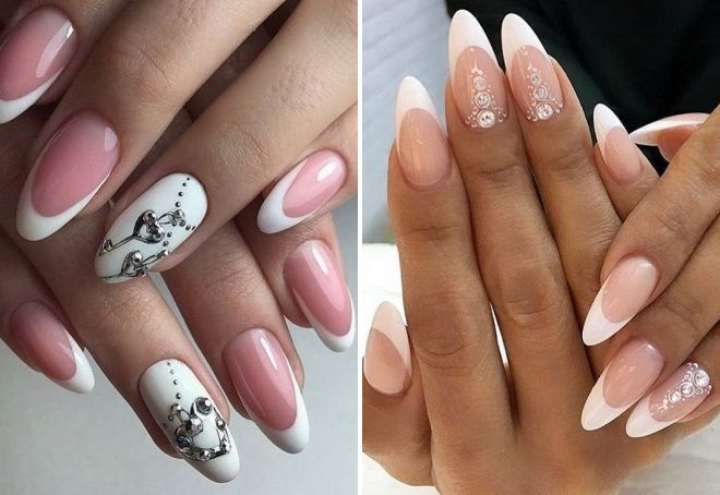 beautiful french on almond-shaped nails