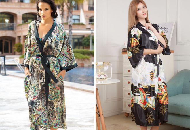 длинный халат кимоно