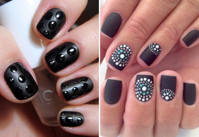 matte manicure with dots