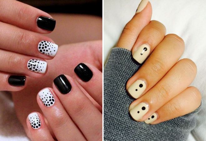 manicure with dots for short nails