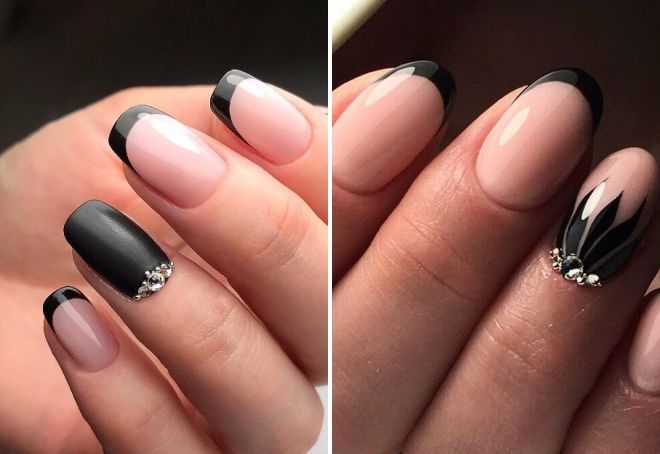 New Year's manicure with a black jacket