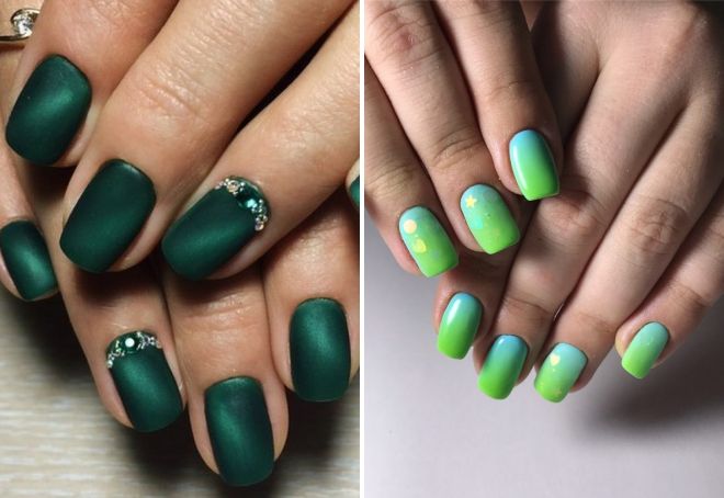 green New Year's manicure ombre