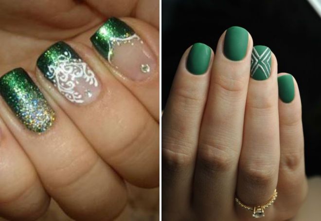 New Year's manicure ideas in green
