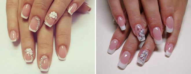 french with flowers on nails