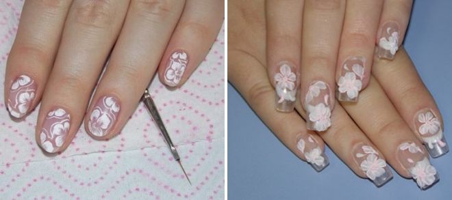 white flowers on nails