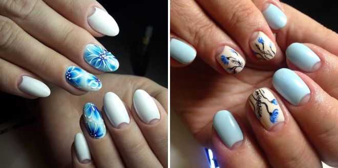простые цветы на ногтях