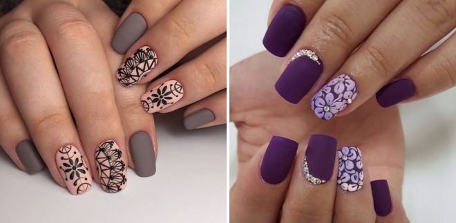 manicure with flowers on short nails