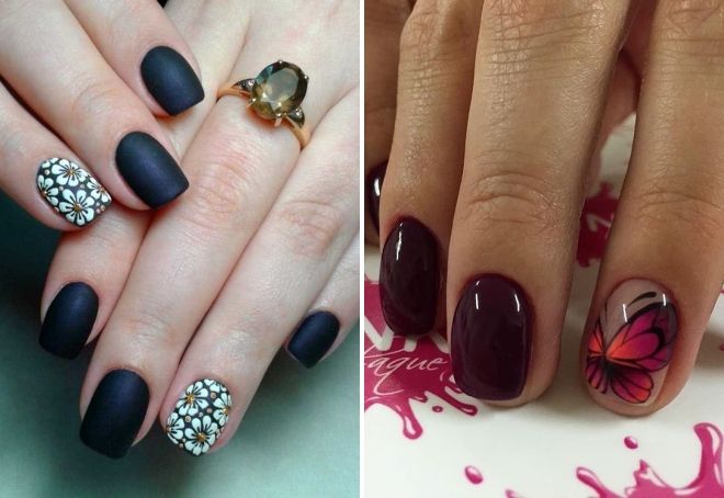 manicure 2019 dark shades with a pattern