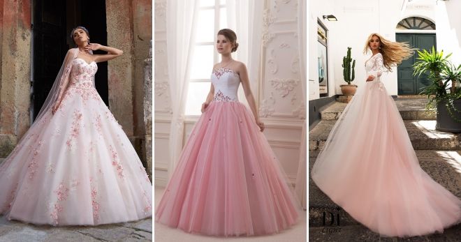 Пышные свадебные платья 2019 розовый