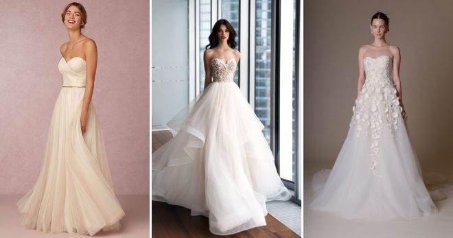 Модные цвета свадебных платьев 2019 бюстье