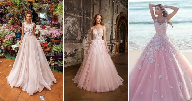 Модные цвета свадебных платьев 2019 розовый