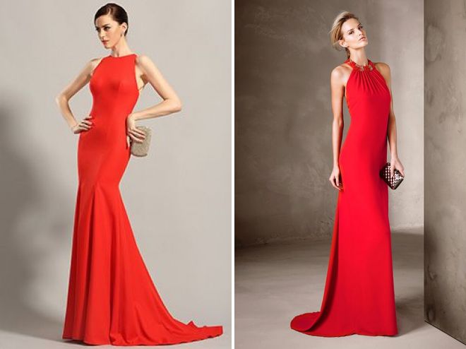 красное платье с открытой спиной