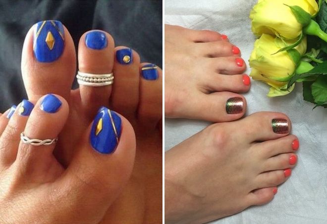 summer pedicure 2019 with gold