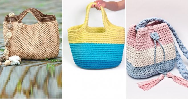 Пляжная сумка из трикотажной пряжи идеи