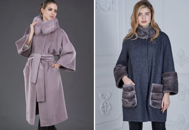 пальто из альпаки с мехом