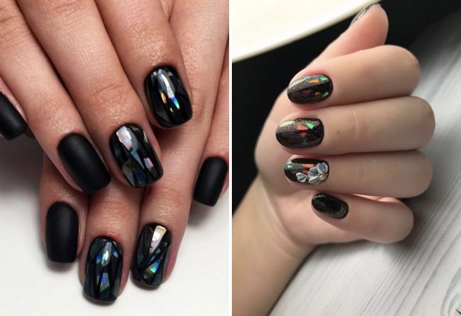 black nails with broken glass