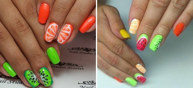 manicure with fruits and drops