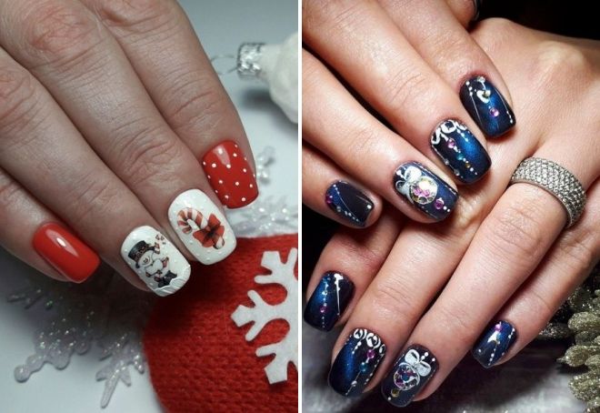 New Year's manicure 2020 with a pattern