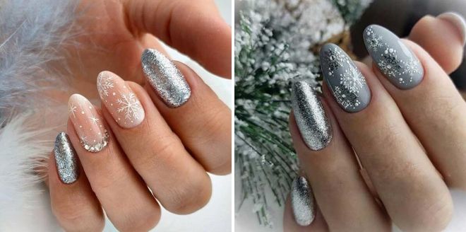 winter manicure ideas with silver
