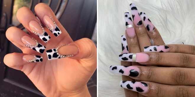 cow manicure for long nails