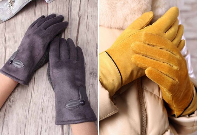 женские замшевые зимние перчатки