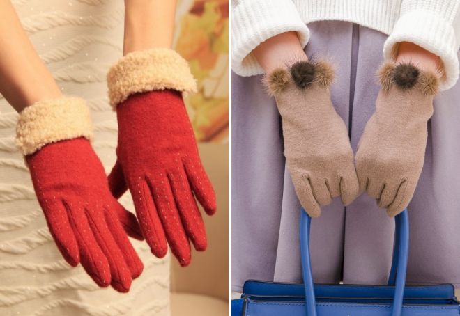 теплые зимние женские перчатки
