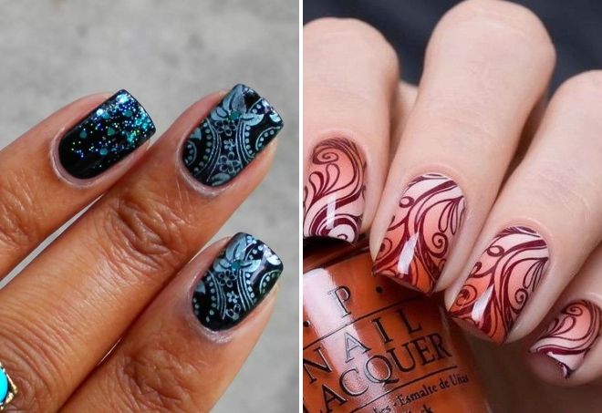 winter stamping manicure