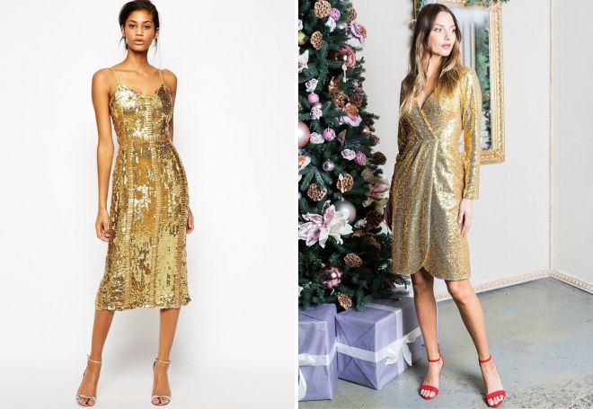 новогодние золотые платья 2019