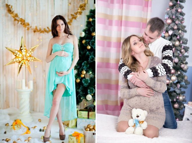 New Year's photo session of a pregnant woman