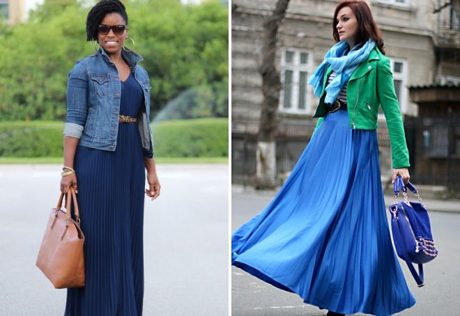 what to wear with a floor length blue dress