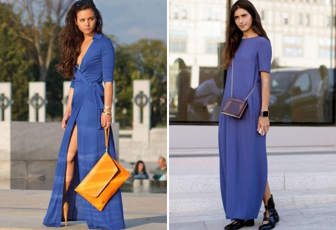 how to wear a long blue dress