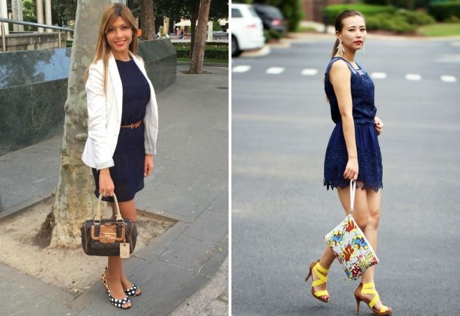 what to wear with a navy blue dress