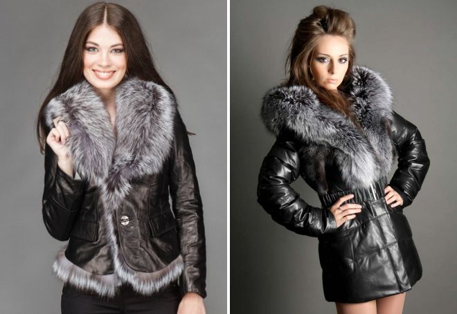 женские зимние кожаные куртки с мехом